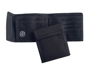 Compact Nylon Bifold Wallet  - Black