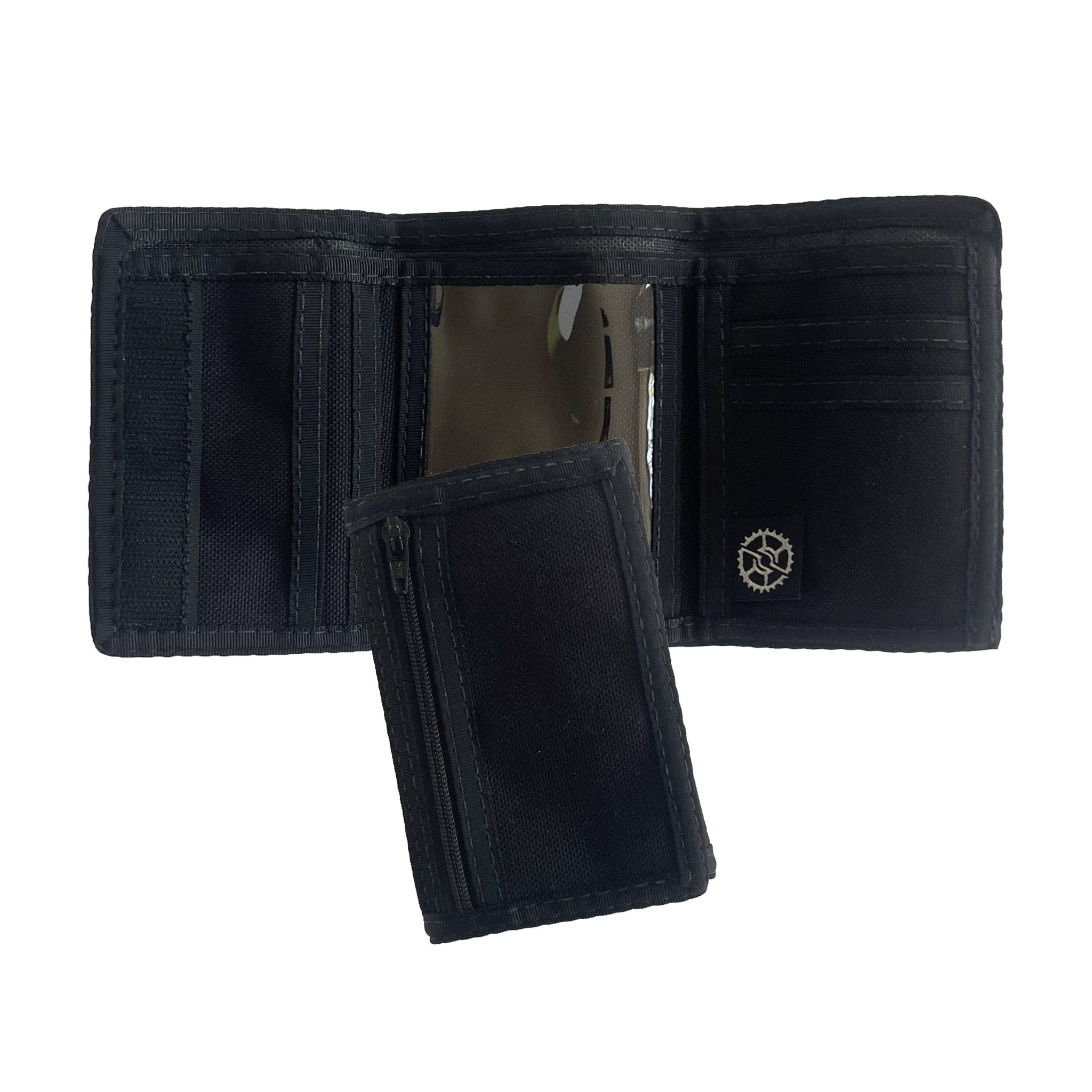 Compact Nylon Trifold Wallet  - Black