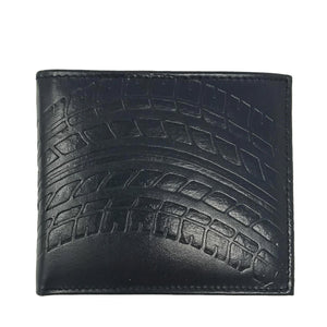 RFID Embossed Tire Track Bifold Wallet - Black