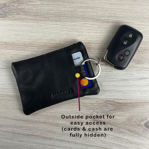Card Wallet w/ Key Ring - Black