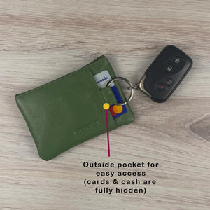 Card Wallet w/ Key Ring - Green