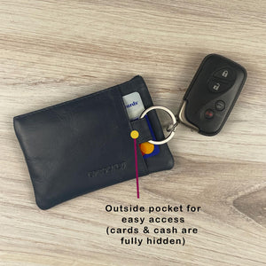 Card Wallet w/ Key Ring - Navy