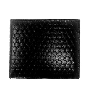 RFID Textured Coin Dot Pattern Bi-Fold Wallet - Black