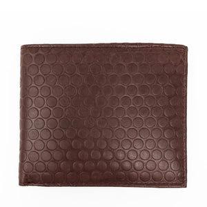 RFID Textured Coin Dot Pattern Bi-Fold Wallet - Brown