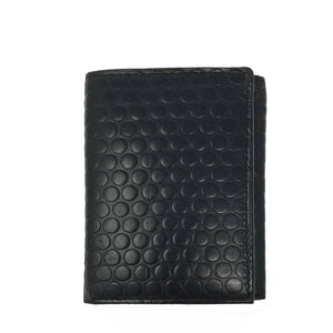 RFID Embossed Dot Pattern Trifold Wallet - Black