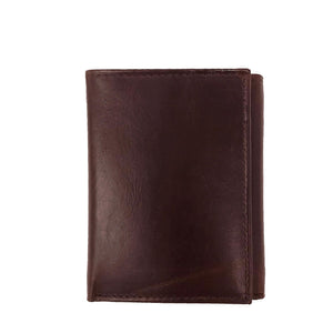 RFID Leather Trifold Wallet - Brown