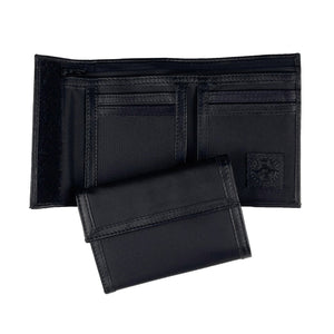 Nylon Bifold with Leather Trim  - Black
