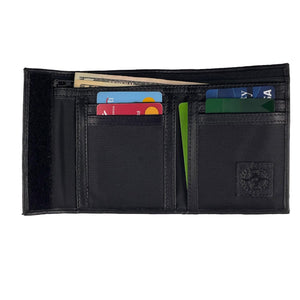 Nylon Bifold with Leather Trim  - Black