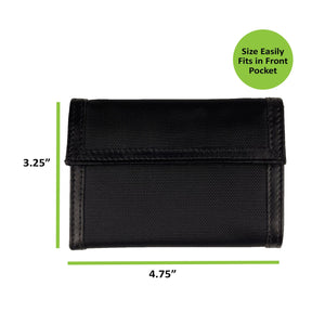 Nylon Bifold with Leather Trim  - Black