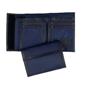 Nylon Bifold with Leather Trim  - Navy
