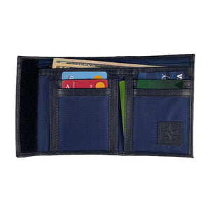 Nylon Bifold with Leather Trim  - Navy