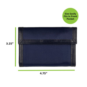 Nylon Bifold with Leather Trim  - Navy