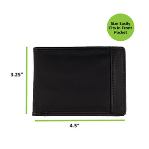 Slim Nylon Bifold with Leather Trim  - Black