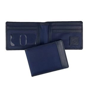 Slim Nylon Bifold with Leather Trim  - Navy