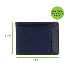 Slim Nylon Bifold with Leather Trim  - Navy