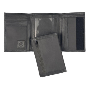 Nylon Trifold with Leather Trim  - Grey