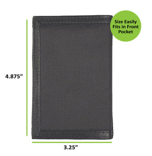 Nylon Trifold Wallet with Leather Trim  - Grey