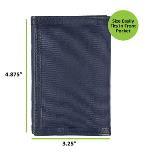 Nylon Trifold with Leather Trim  - Navy