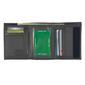 Nylon Trifold Wallet with Leather Trim  - Grey