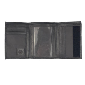 Nylon Trifold with Leather Trim  - Grey