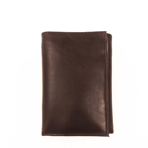 Leather/Nylon Combo Tri-Fold Wallet - Brown