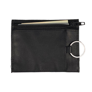 Mini Black Leather Wallet with Key Ring