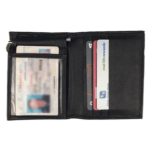 Black Leather Bifold Money Clip Wallet