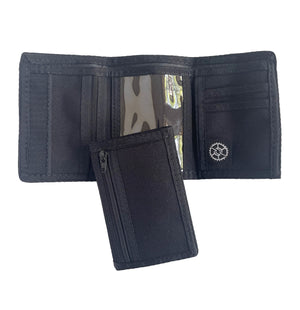 Compact Nylon Trifold Wallet  - Black