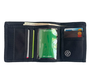 Compact Nylon Trifold Wallet  - Black