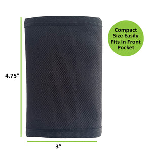 Compact Nylon Trifold Wallet  - Black