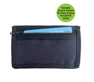 Compact Nylon Trifold Wallet  - Navy