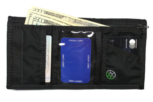 Nylon Trifold Wallet with Outside ID Window - Black