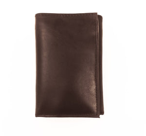 Leather/Nylon Combo Tri-Fold Wallet - Brown