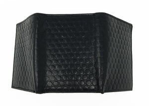 RFID Embossed Textured Coin Dot Pattern Trifold Wallet - Black