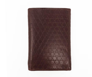 RFID Embossed Textured Coin Dot Pattern Trifold Wallet - Brown