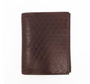 RFID Embossed Textured Coin Dot Pattern Trifold Wallet - Brown