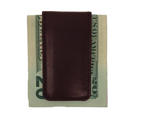 Magnetic Leather Money Clip - Brown