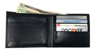 RFID Textured Coin Dot Pattern Bi-Fold Wallet - Black