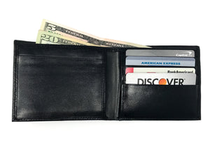 RFID Leather Bifold Wallet - Black