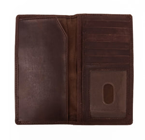 Embossed Tire Track Long Wallet / Roper Style- Brown