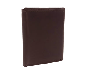 RFID Leather Trifold Wallet - Brown