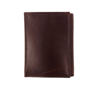RFID Leather Trifold Wallet - Brown
